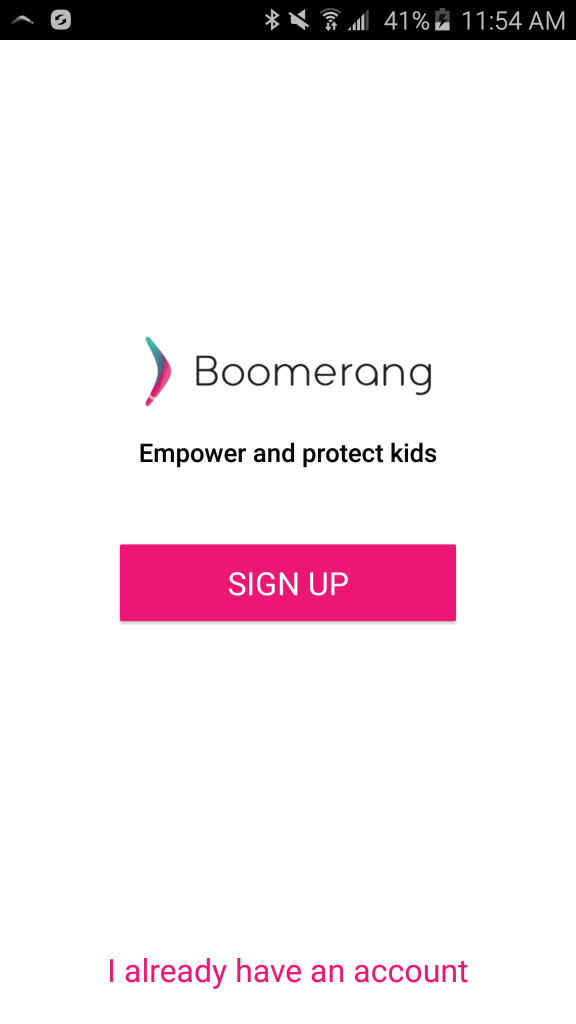 Boomerang Welcome Screen